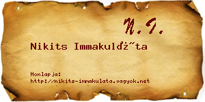 Nikits Immakuláta névjegykártya